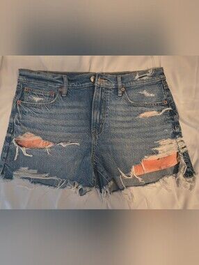 American Eagle X Outer Banks High Rise 90s Boyfriend Shorts Distressed Ripped